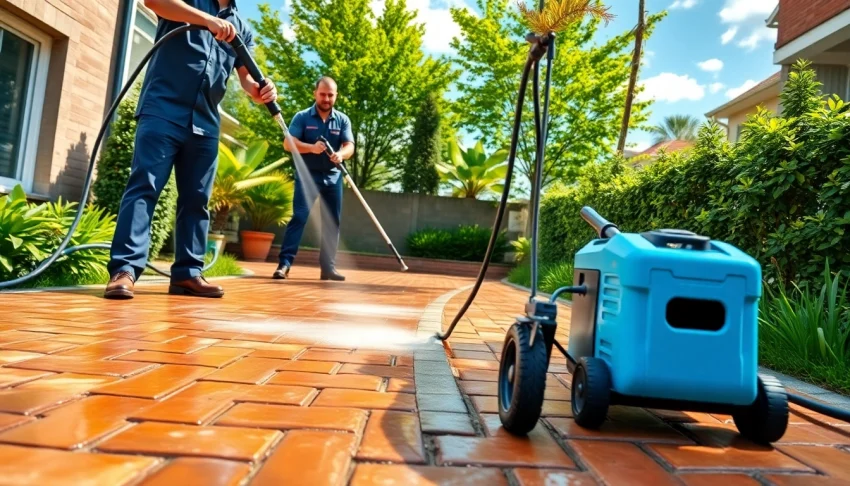 Profesionalno čiščenje tlakovcev z visokotlačnimi tehnikami za učinkovito čiščenje tlakovcev.