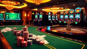 Engaging gaming experience at 33win.com with high-quality casino tables and vibrant slot machines.