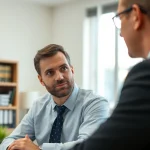 Consultation with a personal injury lawyer at https://www.pwdlawfirm.com, showcasing a trusted advisor's attentive demeanor.