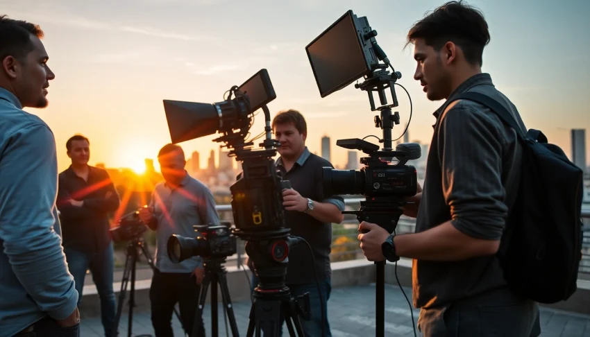 Engaged professionals collaborating during a video shoot by a Video Production Company Phoenix.