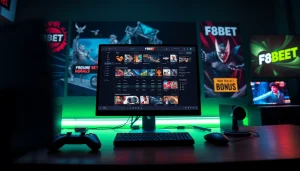 F8BET esports betting interface showcasing gaming excitement and promotions.