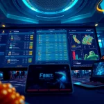 Experience the excitement of F8BET with a futuristic gaming interface and vibrant betting atmosphere.