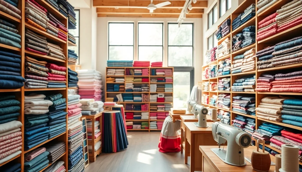 Ontdek de kleurrijke stoffen in een stoffenwinkel met diverse texturen en patronen.