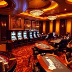 RAJABARONG casino scene with roulette wheel, slot machines, and excited players.
