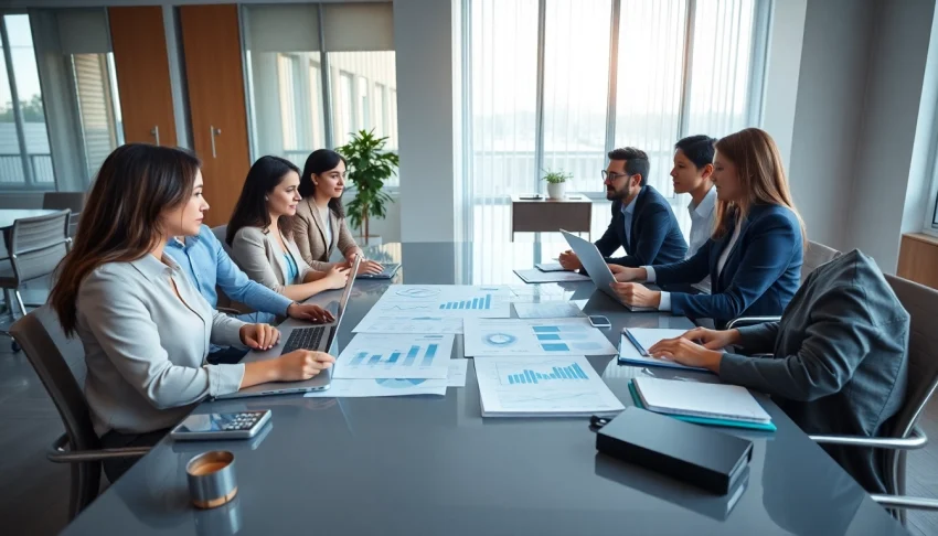 Professional meeting focused on Accounting and Bookkeeping Services with diverse professionals discussing financial strategies.