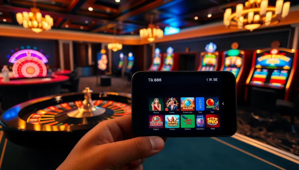 Tương tác với ứng dụng tik 88 trong một casino sôi động với các trò chơi thú vị và hình ảnh sống động.