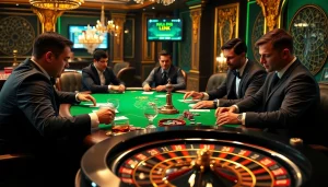 Experience the thrill of gambling with 주소모음 in a luxurious casino setting featuring poker and roulette.