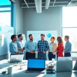 Creative team collaborating in a modern office representing the Agency concept.