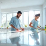 Experience a top-notch Cleaning service with professionals maintaining a spotless kitchen environment.