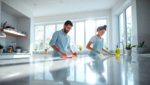 Experience a top-notch Cleaning service with professionals maintaining a spotless kitchen environment.
