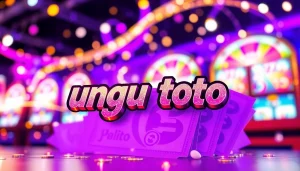 Ungu toto menarik tertera pada tiket lotere dengan latar belakang yang berwarna-warni dan mencolok.
