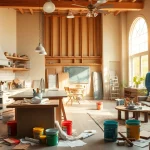 Experience engaging home renovation activities with skilled workers transforming a space.