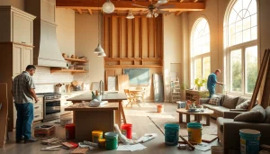Experience engaging home renovation activities with skilled workers transforming a space.
