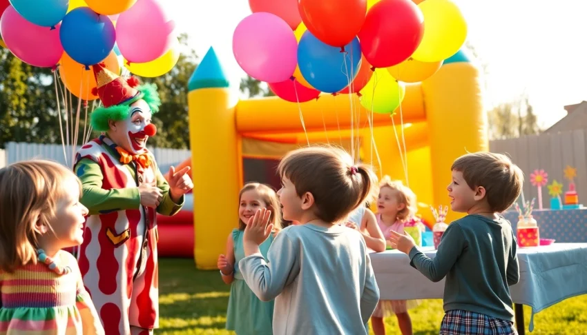 Engaging outdoor birthday party scene showcasing entertainment options from https://www.tcspecialentertainment4u.com.