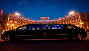 World Cup Group Transportation in a luxury limousine, showcasing fans celebrating inside during the FIFA World Cup.