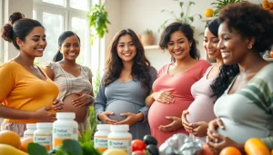 新鮮な野菜と果物に囲まれ、温かく居心地の良い雰囲気の中で葉酸サプリについて話し合う女性たち。