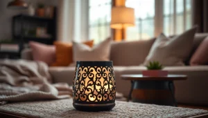 Elevate ambiance with a chic wax warmer from https://www.scentswarmers.com in a cozy living room.
