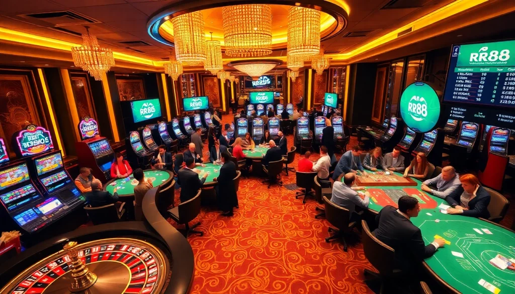 Experience the thrill of winning at https://rr88.wales/ with vibrant slot machines and poker tables.