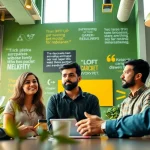 Engaged group of kolkata entreprenure brainstorming ideas in a vibrant co-working space.