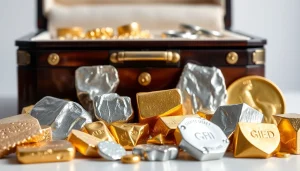 Showcasing precious metals including gold, silver, platinum, and palladium with elegant details.