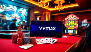 Experience the thrill of gambling with "tải vmax" in a vibrant casino setting featuring roulette, cards, and jackpots.