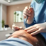 Witnessing a hair transplant uk procedure showcasing professional care and expertise in a modern clinic.