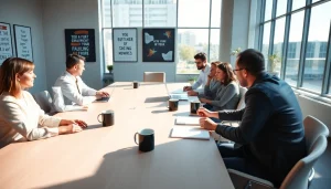 Engaging business meeting showcasing teamwork and collaboration in a professional setting.