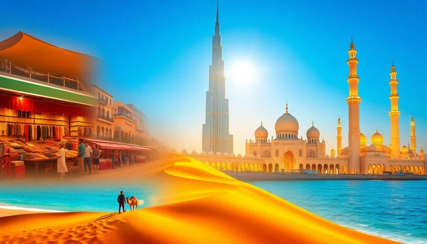 Things to do in United Arab Emirates, featuring Burj Khalifa, desert adventures, and cultural landmarks.