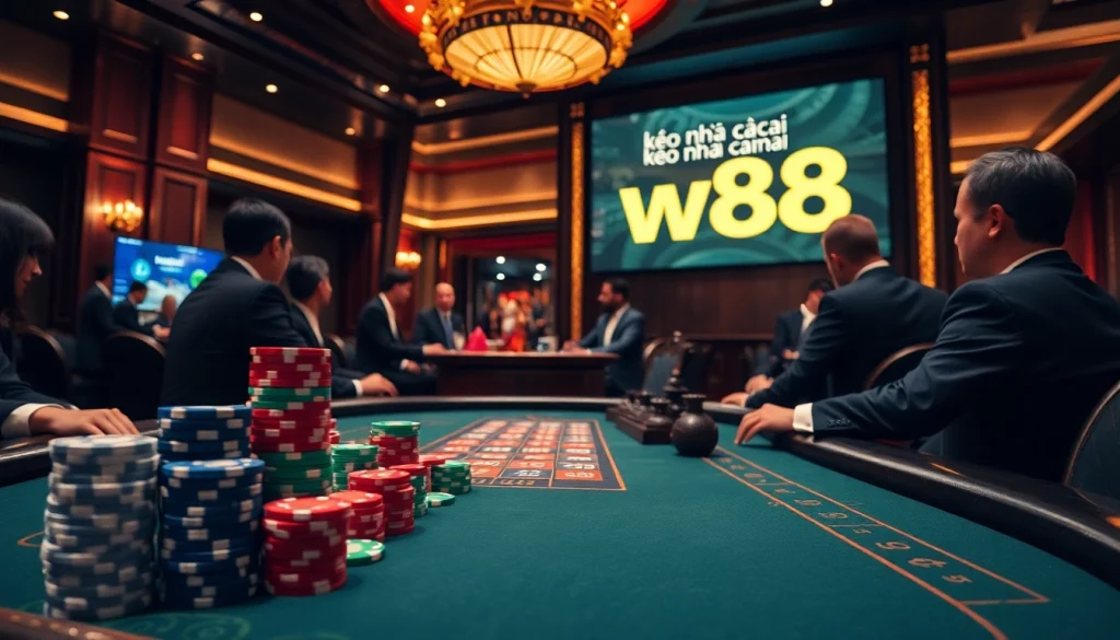 Engaged players strategize at a poker table, embodying kèo nhà cái w88 excitement and professionalism.