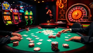 Engaging poker players at a high-stakes table with luxurious ambiance at https://topclub.site/.