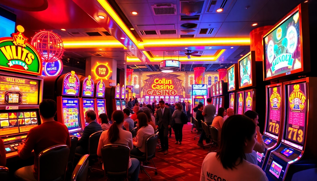 Permainkan slot deposit 1000 dengan nuansa kasino yang ceria dan ramai.