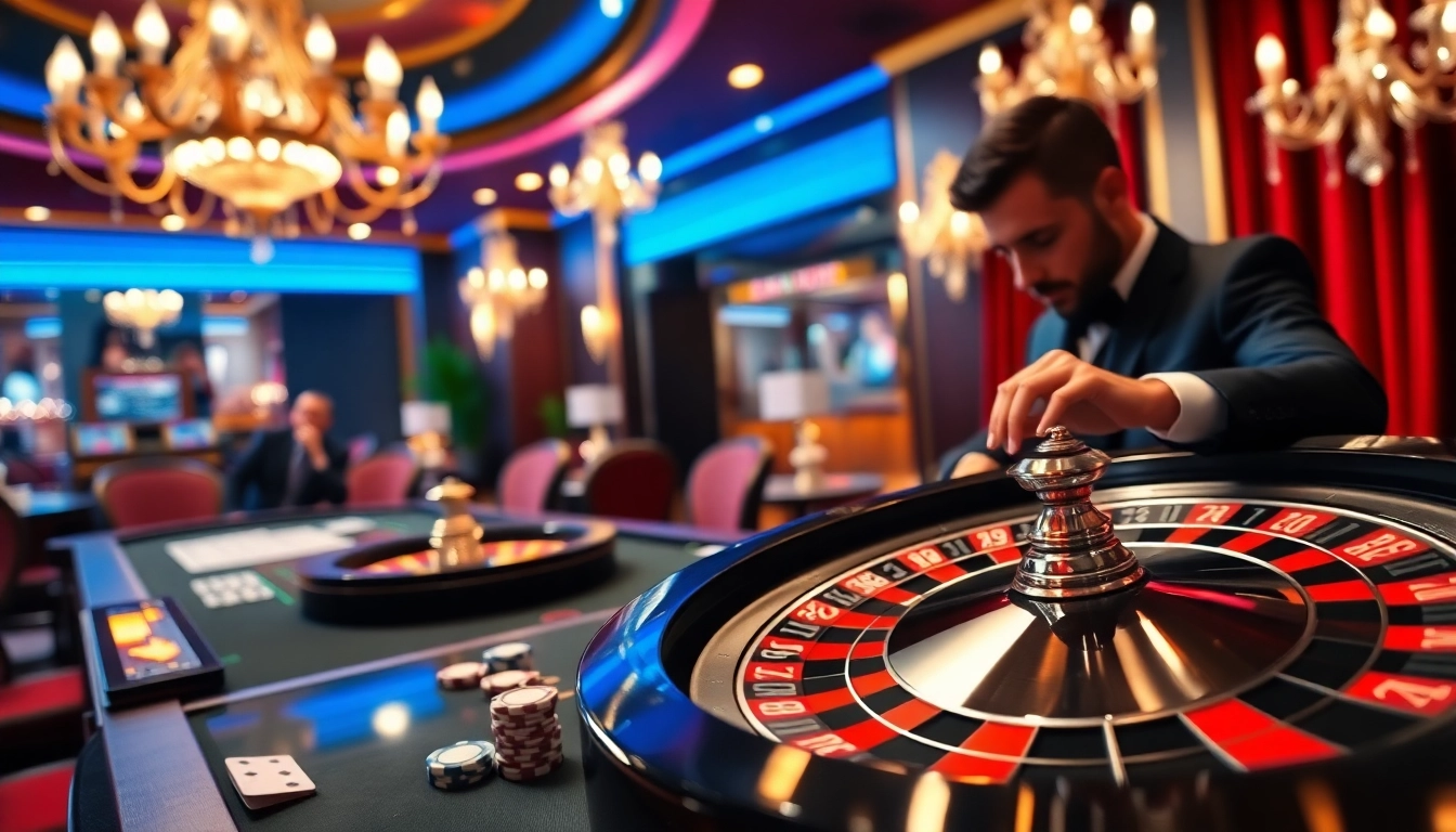 Players strategizing at a luxurious casino table with link 789bet-themed decor, capturing the excitement of gambling.