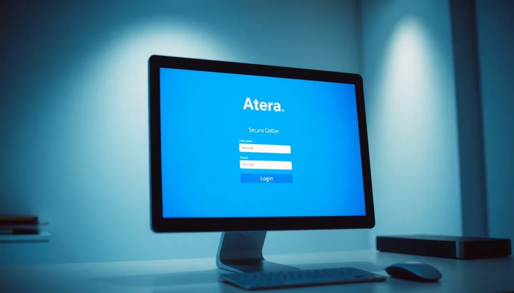 Atera login interface showcasing secure access features for user authentication.