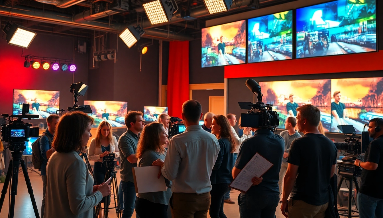 Team collaborating at a Video Production Company Phoenix studio, showcasing innovative filmmaking.