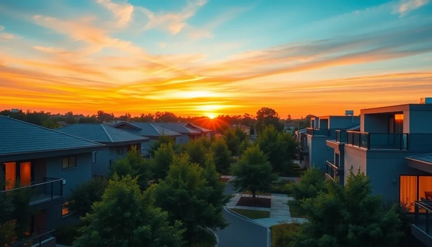 Explore the vibrant neighborhood of https://nottinghammd.com, featuring modern homes and lush greenery.