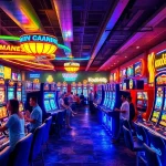Kode4d exciting online gaming scene with slot machines and vibrant atmosphere