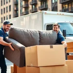 Movers Vancouver team expertly lifting furniture during a local residential move.