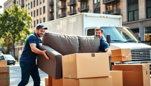 Movers Vancouver team expertly lifting furniture during a local residential move.