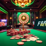 Experience the excitement of F8 BET at a luxurious online casino setting filled with poker, roulette, and slot machines.