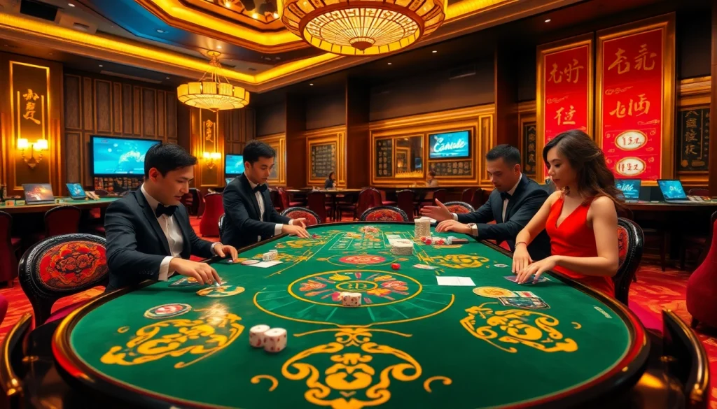 Exciting game of go88 tài xỉu featuring vibrant chips and an engaging dealer