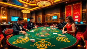 Exciting game of go88 tài xỉu featuring vibrant chips and an engaging dealer