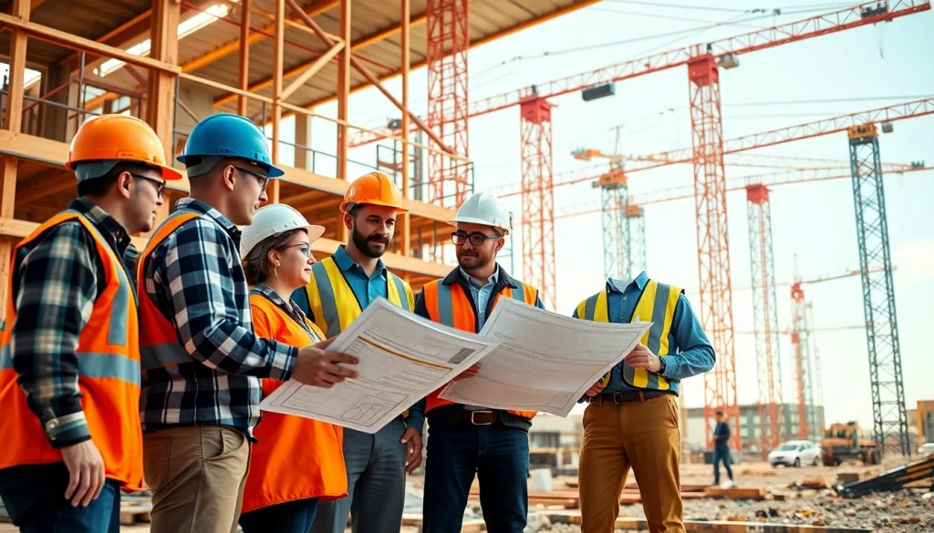 Construction association South Carolina workers collaborating on a construction site.