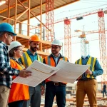 Construction association South Carolina workers collaborating on a construction site.