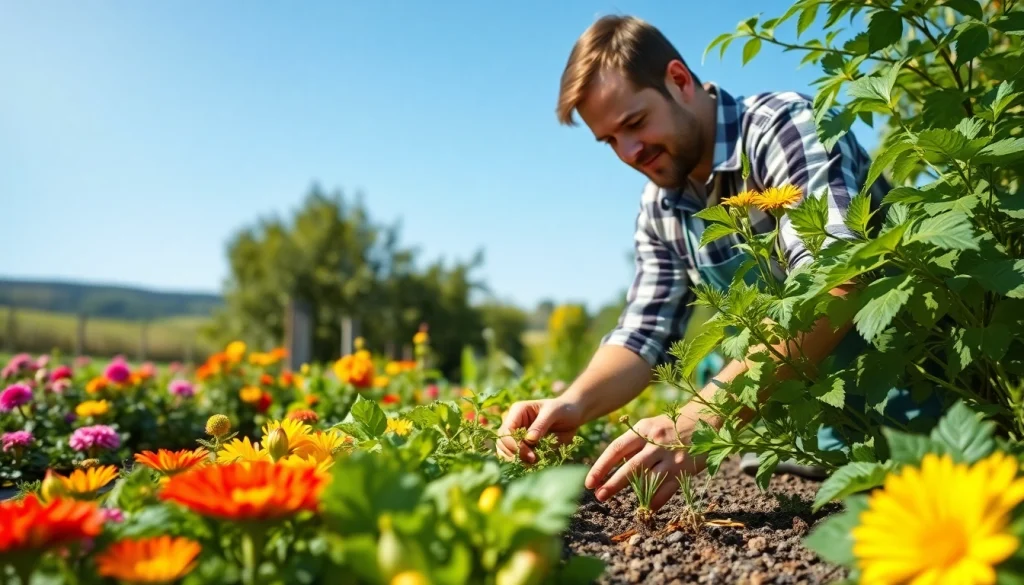 Engaging in Gardening activities, showcasing vibrant vegetables and lush greenery in a serene setting.