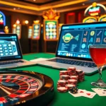 Experience the thrill of 789 win with vibrant casino visuals showcasing roulette wheels and poker chips.
