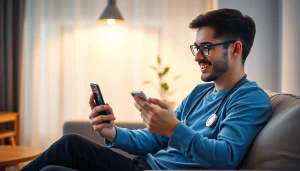 東京オンラインクリニックAGAの口コミ - 自宅でAGA治療のビデオ診察を受ける若い男性