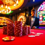 Experience the thrilling atmosphere of gambling with Go99.cheap showcasing poker chips and a roulette wheel.