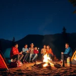 Gathering around a campfire at https://fernweh-abenteuer.de celebrating adventure and travel.