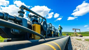 Visual representation of industrial water transfer services highlighting efficient operations and equipment in use.