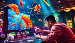 Engaging scene of bắn cá đổi thưởng online gameplay, showcasing vibrant fish and user interface elements.